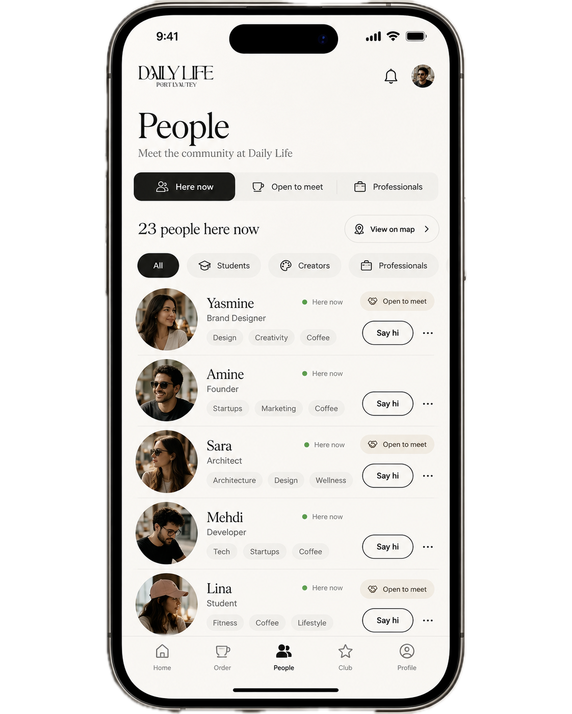 Daily Life people screen